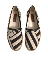 Dolce & Gabbana Black White Stripes Slip On Espadrille Shoes