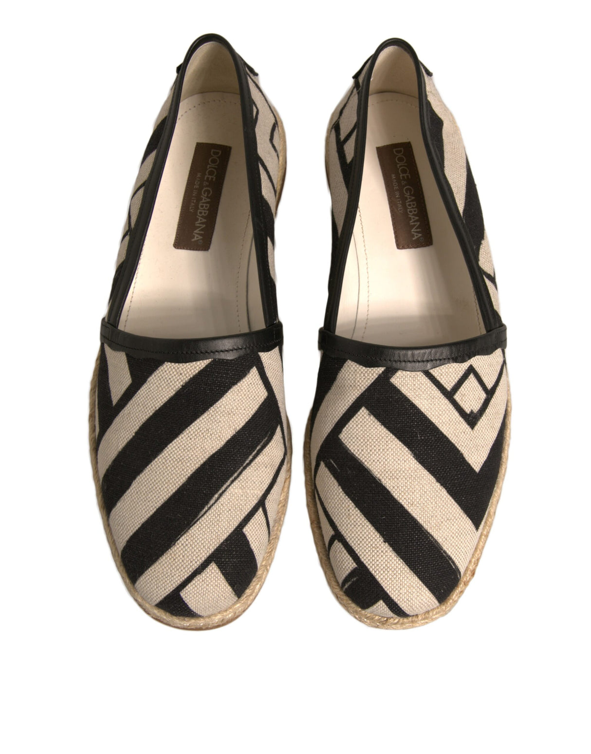 Dolce & Gabbana Black White Stripes Slip On Espadrille Shoes