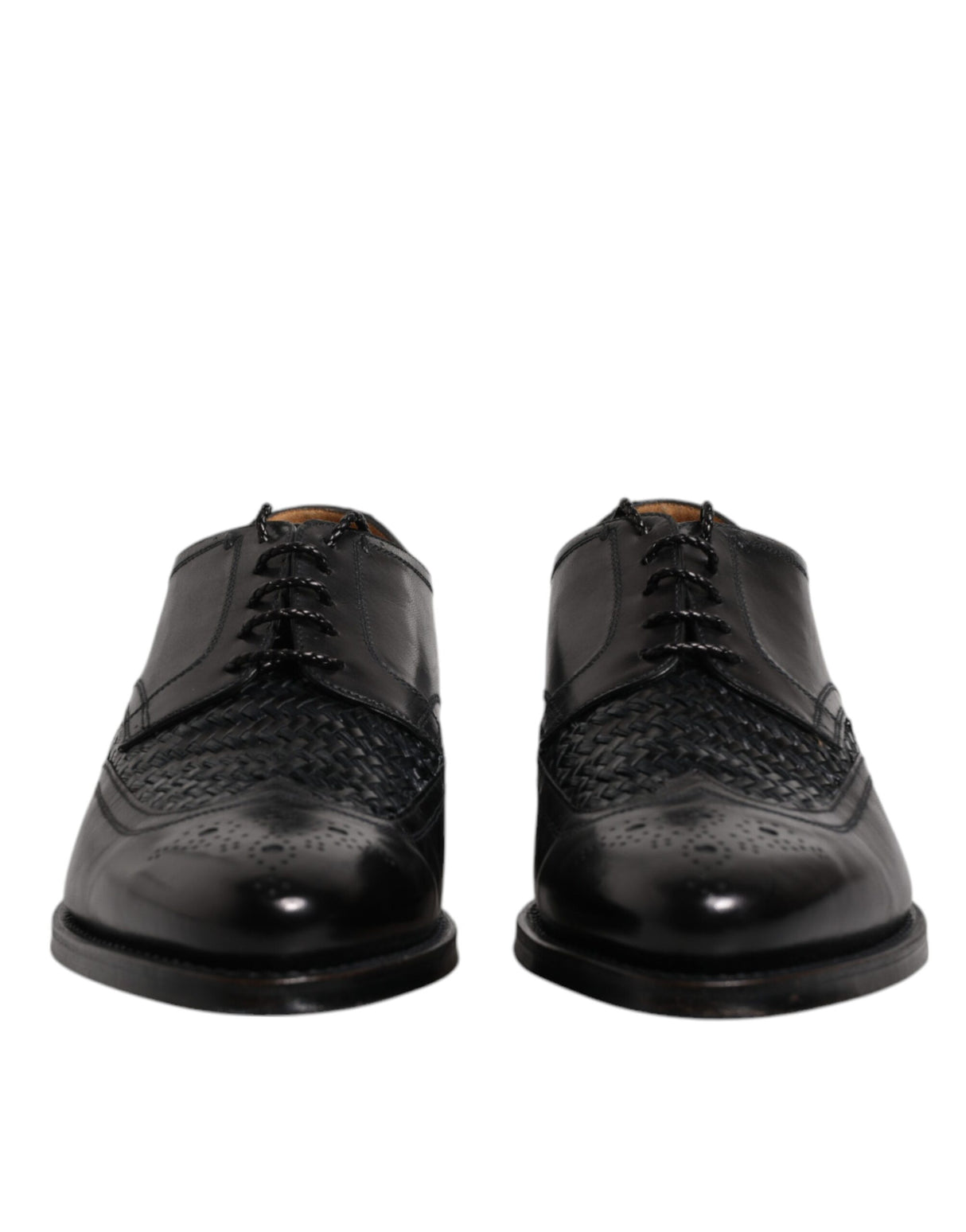 Dolce & Gabbana Black Leather Derby Wingtip Lace Up Formal Dress Shoes