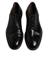 Dolce & Gabbana Black Leather Lace Up Men Derby Formal Shoes