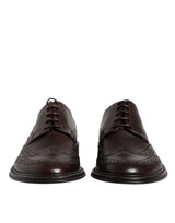 Dolce & Gabbana Brown Leather Derby Wingtip Lace Up Formal Dress Shoes