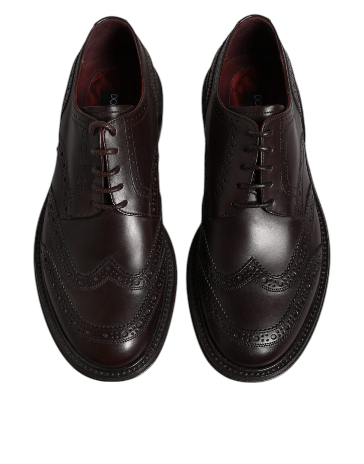 Dolce & Gabbana Brown Leather Derby Wingtip Lace Up Formal Dress Shoes