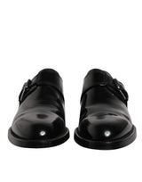 Dolce & Gabbana Black Leather Monk Strap Derby Formal Shoes