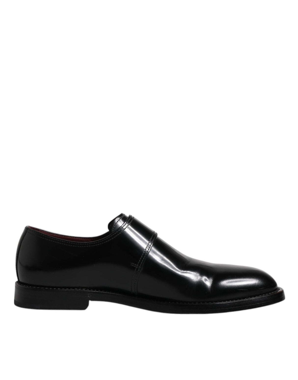 Dolce & Gabbana Black Leather Monk Strap Derby Formal Shoes