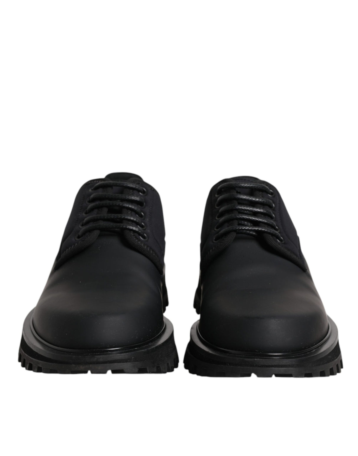 Dolce & Gabbana Black Leather Lace Up Trekking Dress Shoes