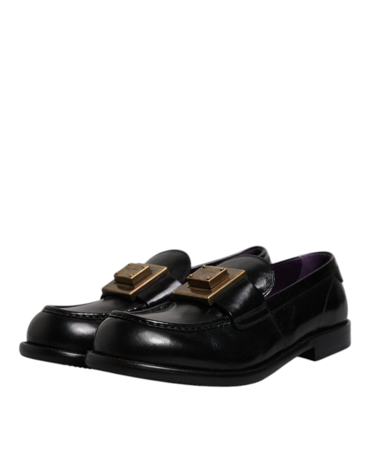 Dolce & Gabbana Black Leather Slip On Formal Mocassin Shoes