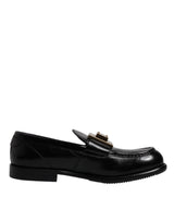 Dolce & Gabbana Black Leather Slip On Formal Mocassin Shoes