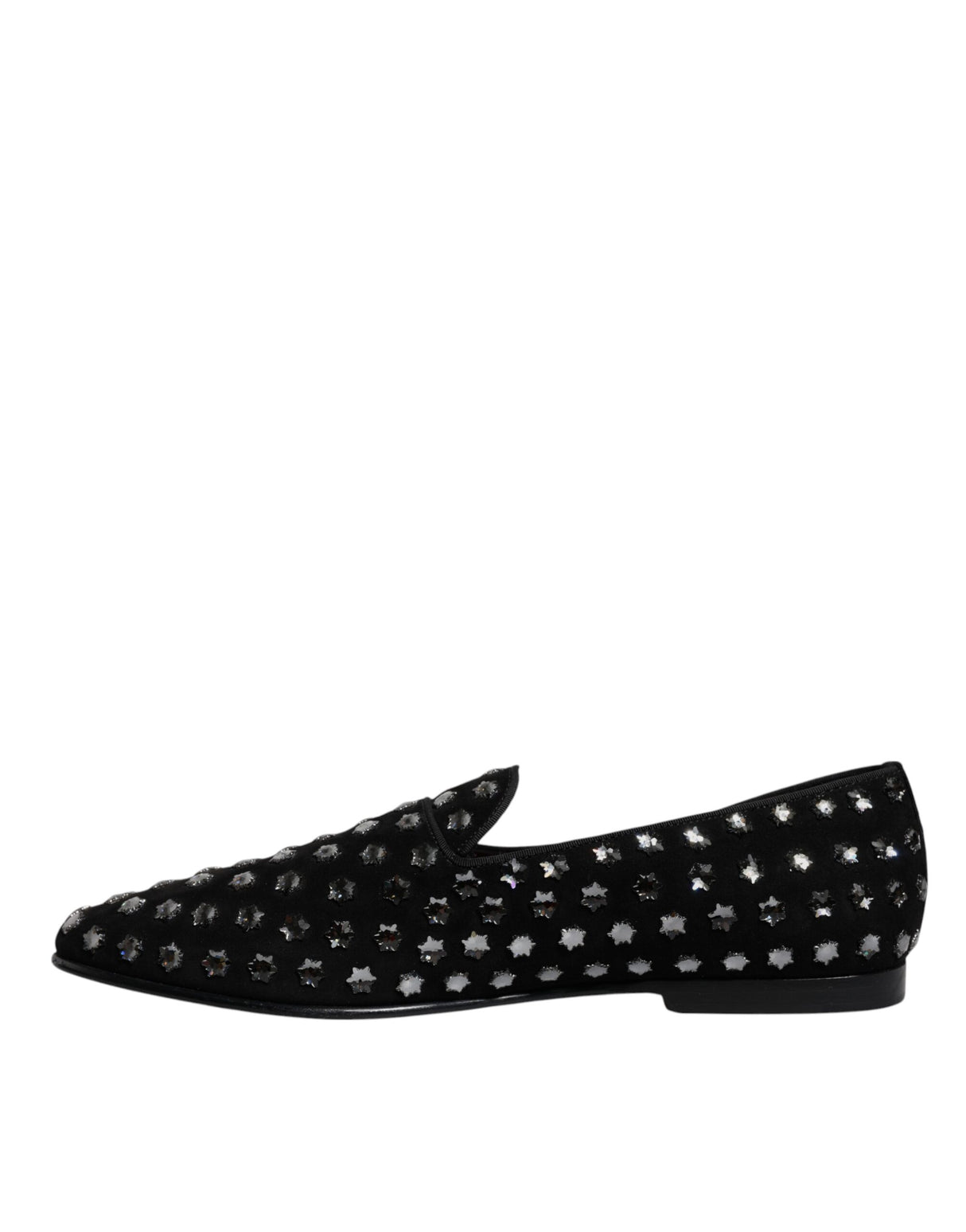 Dolce & Gabbana Black Crystal Embellished Loafers Dress Shoes