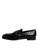 Dolce & Gabbana Black Exotic Leather DG Logo Loafers Formal Dress Shoes