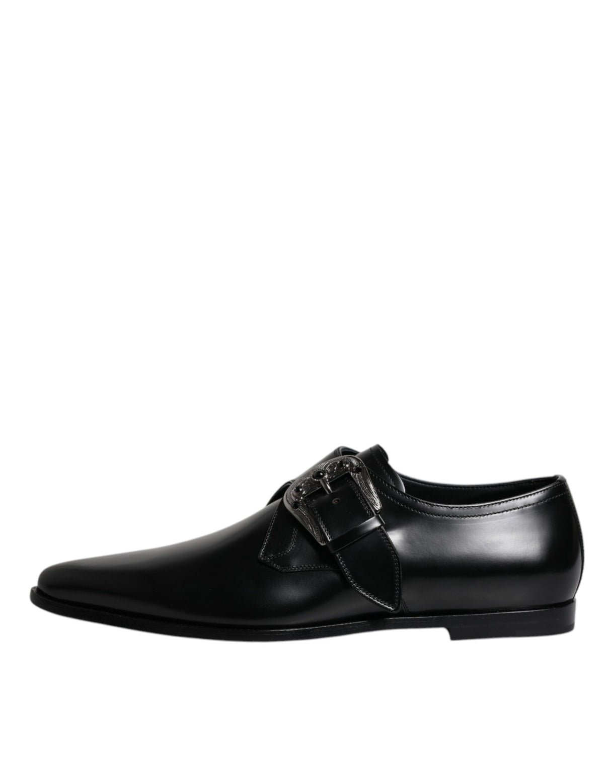 Dolce & Gabbana Black Leather Monk Strap Derby Formal Shoes