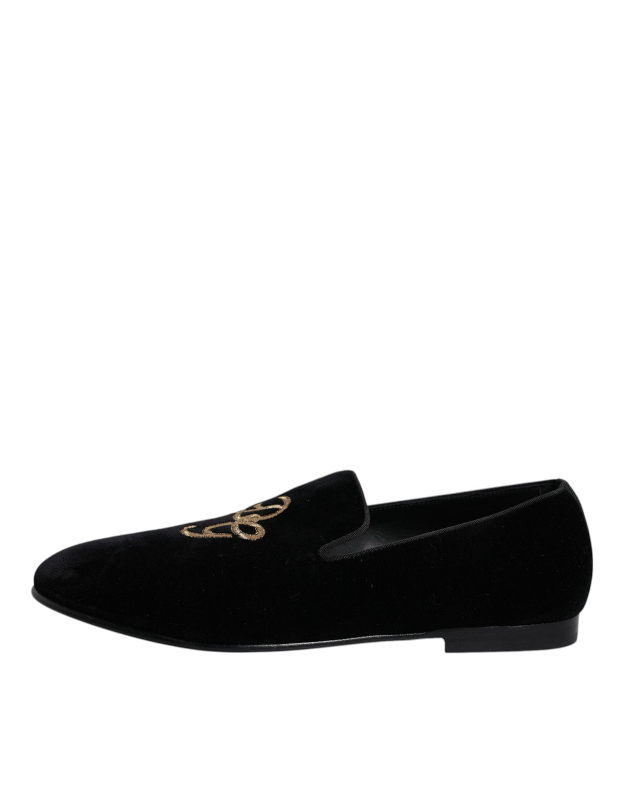 Dolce & Gabbana Black Velvet DG Logo Loafers Formal Shoes