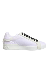 Dolce & Gabbana White Nylon Leather Low Top Sneakers Shoes