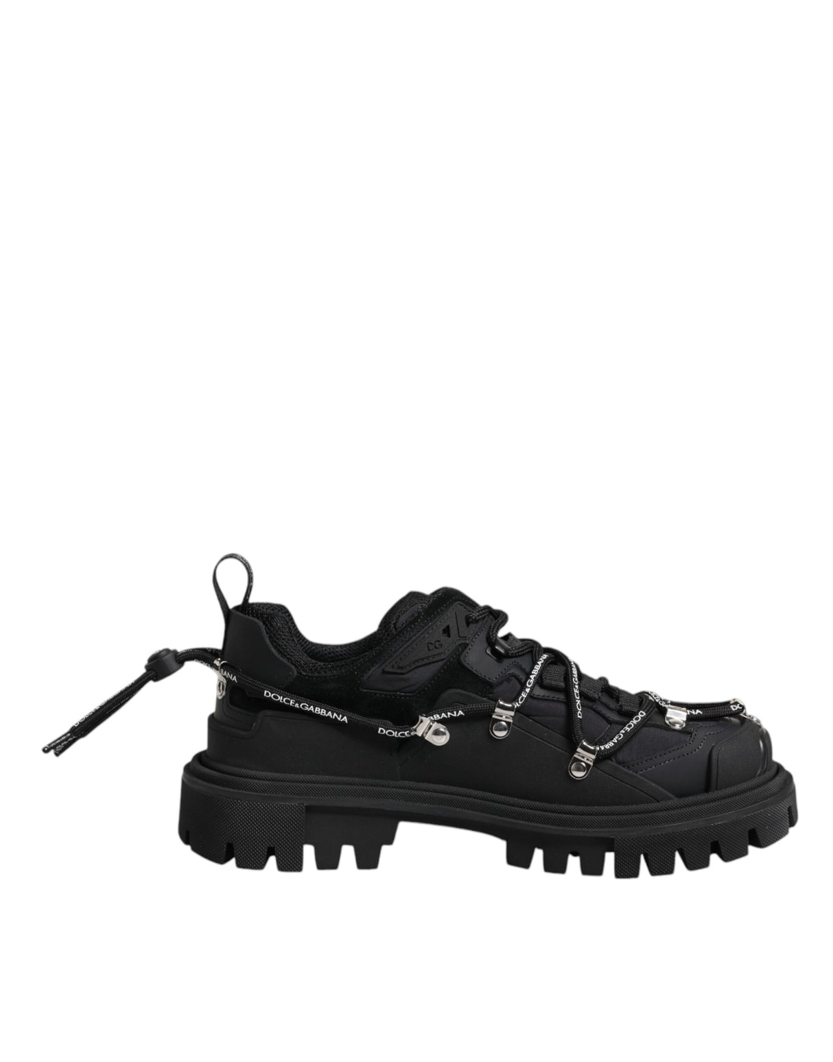 Dolce & Gabbana Black Low Top Lace Up Trekking Sneakers Shoes