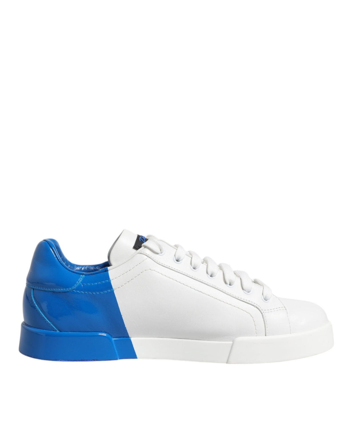 Dolce & Gabbana White Blue Portofino Leather Sneakers Shoes