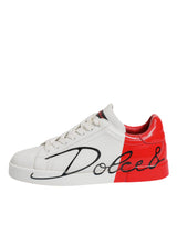 Dolce & Gabbana White Red Portofino Leather Sneakers Shoes