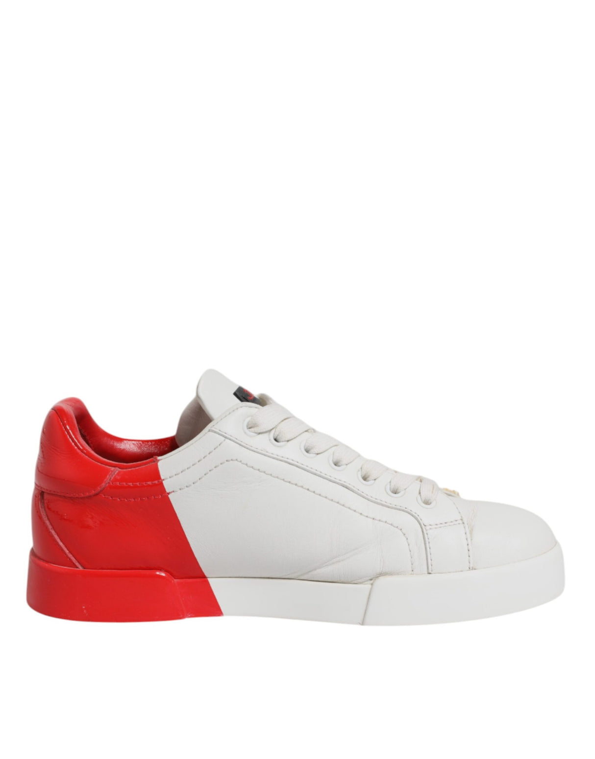 Dolce & Gabbana White Red Portofino Leather Sneakers Shoes