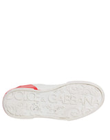 Dolce & Gabbana White Red Portofino Leather Sneakers Shoes