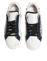 Dolce & Gabbana White Blue Leather Crown Milano Sneakers Shoes