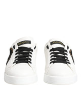 Dolce & Gabbana White Leather DG Logo Low Top Sneakers Shoes