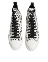 Dolce & Gabbana White Canvas Logo High Top Sneakers Shoes