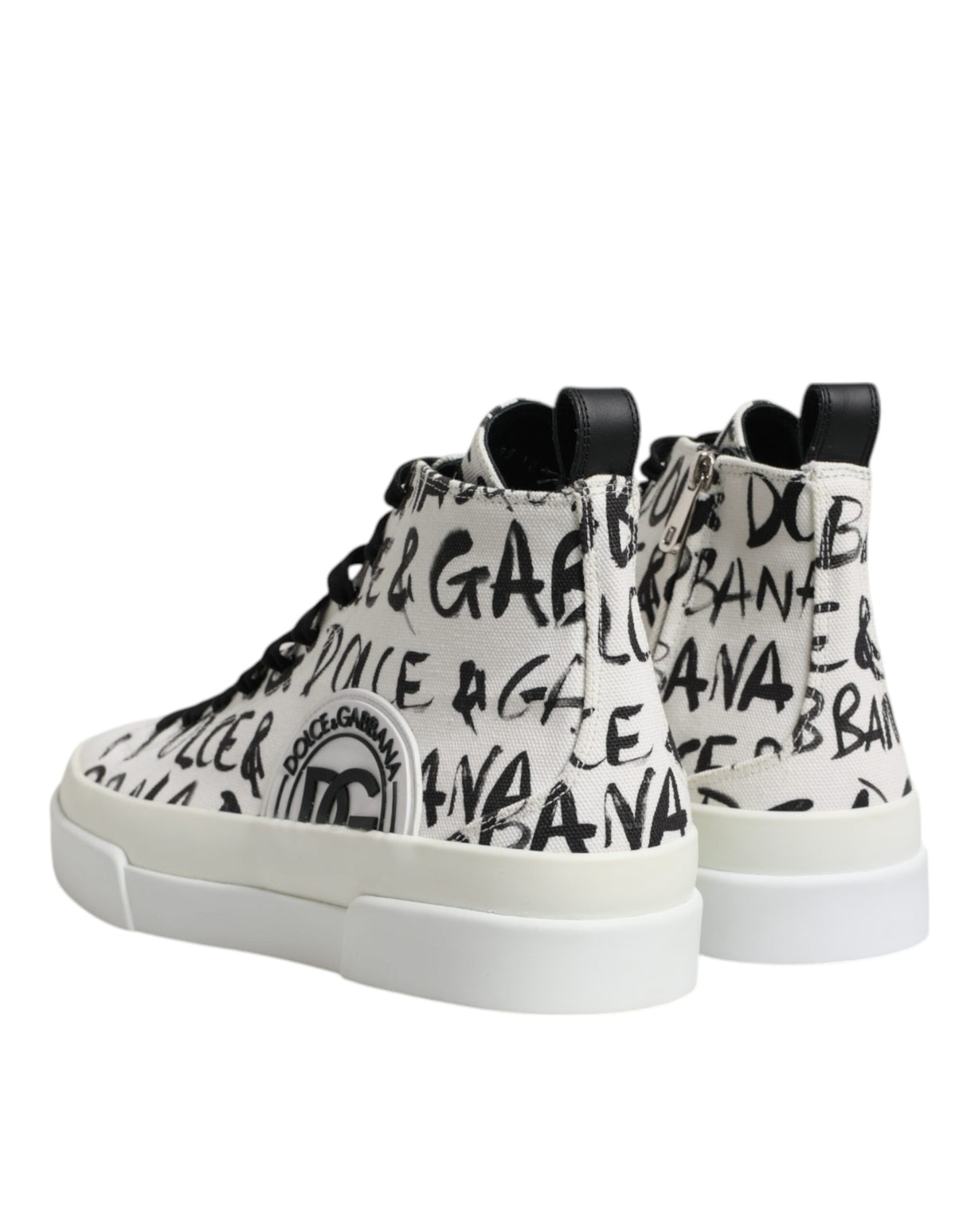 Dolce & Gabbana White Canvas Logo High Top Sneakers Shoes