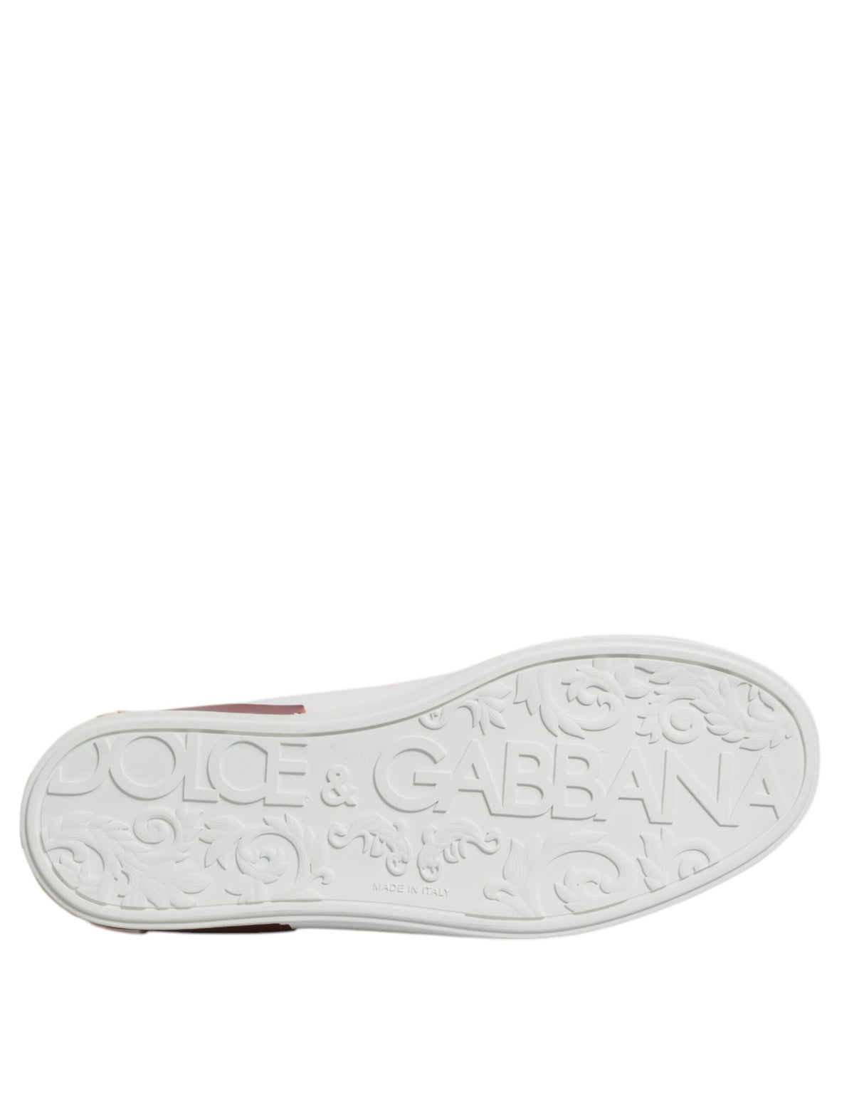 Dolce & Gabbana White Red Leather Logo Portofino Sneaker Shoes