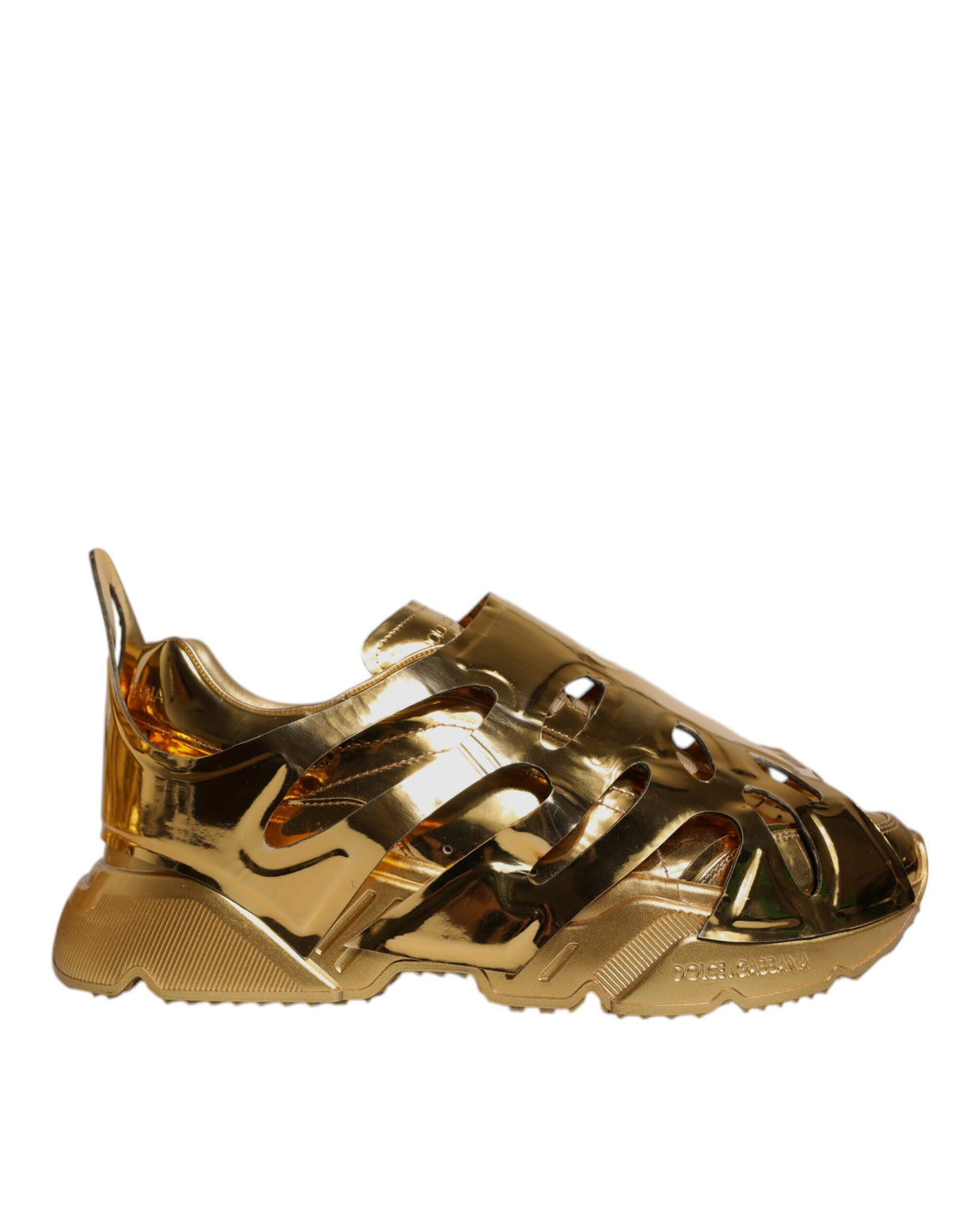 Dolce & Gabbana Gold Daymaster Leather Low Top Sneakers Shoes