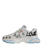 Dolce & Gabbana White Daymaster Hand Painted Sneakers Shoes