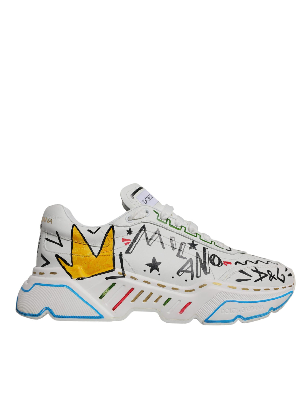 Dolce & Gabbana White Daymaster Hand Painted Sneakers Shoes