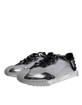 Dolce & Gabbana Silver Black Nylon NS1 Low Top Sneakers Shoes