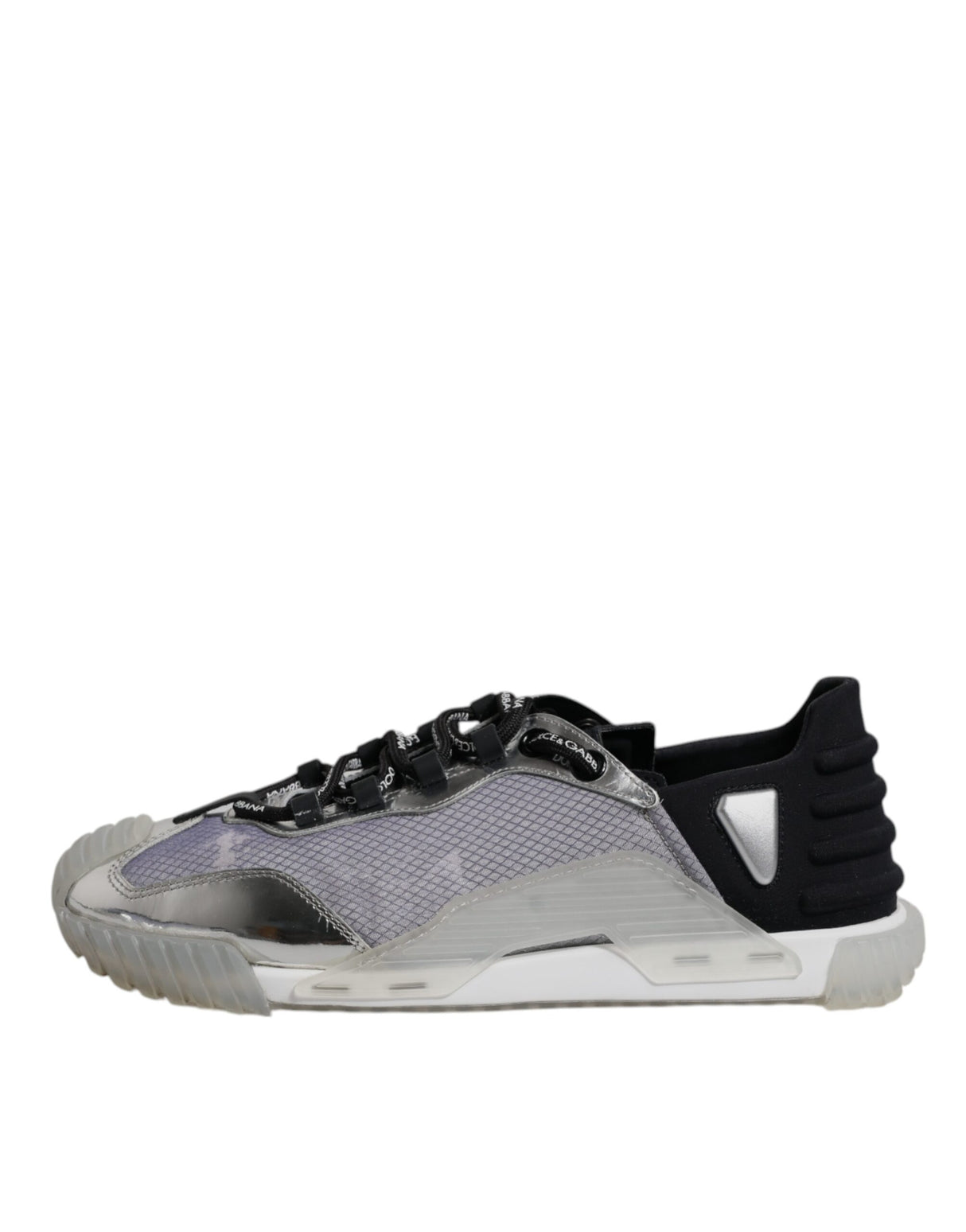 Dolce & Gabbana Silver Black Nylon NS1 Low Top Sneakers Shoes