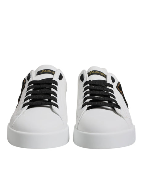 Dolce & Gabbana White Leather DG Logo Low Top Sneakers Shoes