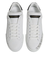 Dolce & Gabbana White Leather Low Top Lace Up Sneakers Shoes