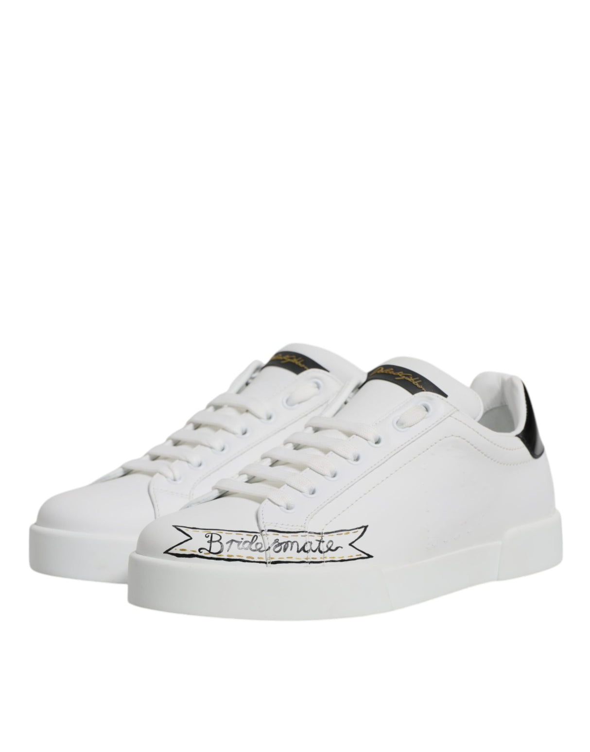 Dolce & Gabbana White Leather Low Top Lace Up Sneakers Shoes