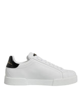 Dolce & Gabbana White Leather Low Top Lace Up Sneakers Shoes