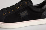 Dolce & Gabbana Black Logo Suede Leather Men Sneakers Shoes