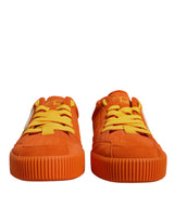 Dolce & Gabbana Orange Miami Leather Low Top Sneakers Shoes