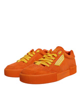 Dolce & Gabbana Orange Miami Leather Low Top Sneakers Shoes