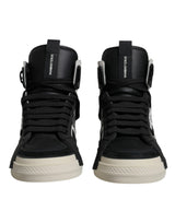 Dolce & Gabbana Black Silver Leather High Top Sneaker Shoes