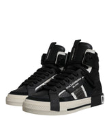 Dolce & Gabbana Black Silver Leather High Top Sneaker Shoes