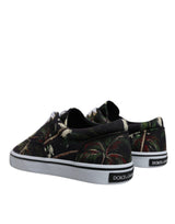 Dolce & Gabbana Black Tropical Print Low Top Sneakers Shoes