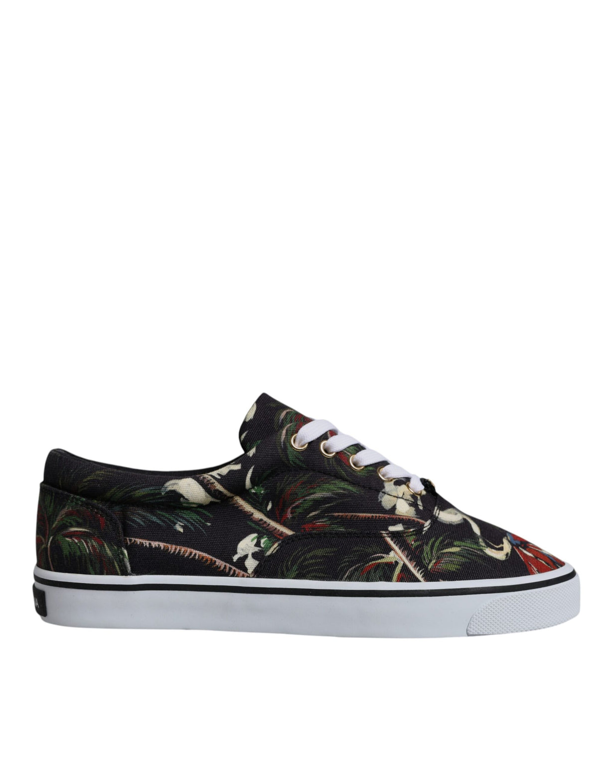 Dolce & Gabbana Black Tropical Print Low Top Sneakers Shoes