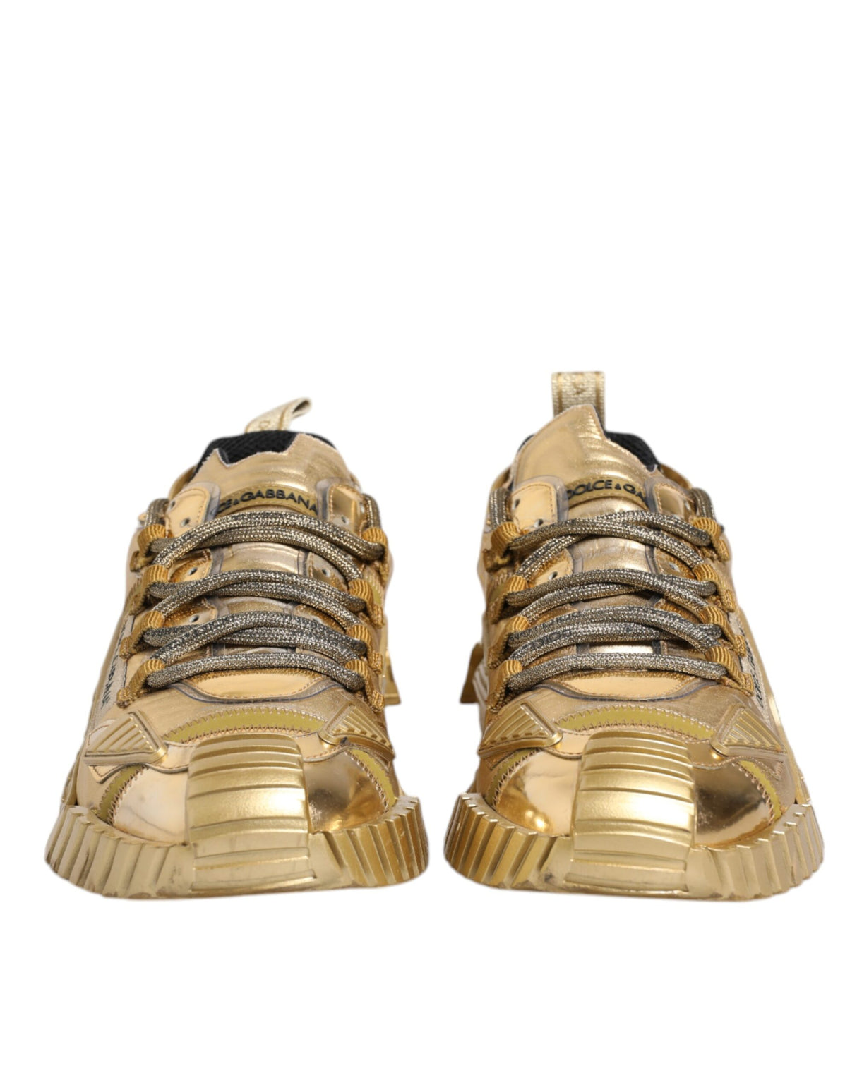 Dolce & Gabbana Gold Stretch Lace Up NS1 Sneakers Shoes