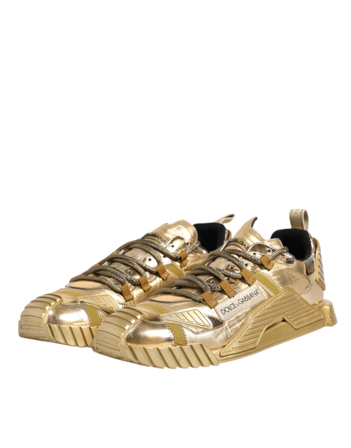 Dolce & Gabbana Gold Stretch Lace Up NS1 Sneakers Shoes