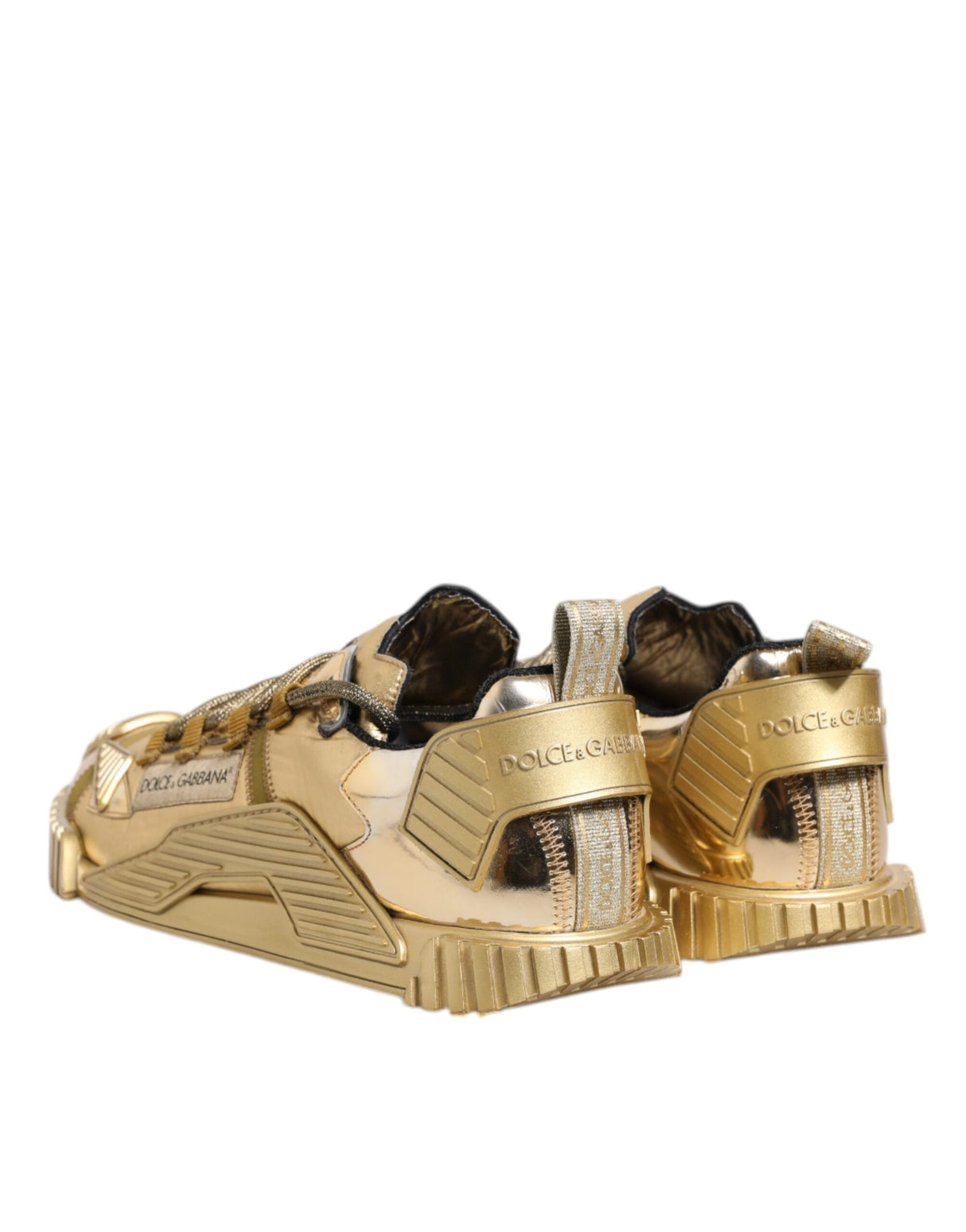 Dolce & Gabbana Gold Stretch Lace Up NS1 Sneakers Shoes