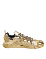 Dolce & Gabbana Gold Stretch Lace Up NS1 Sneakers Shoes