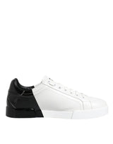 Dolce & Gabbana White Black Logo Portofino Sneakers Shoes