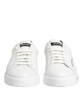 Dolce & Gabbana White Black Logo Portofino Sneakers Shoes