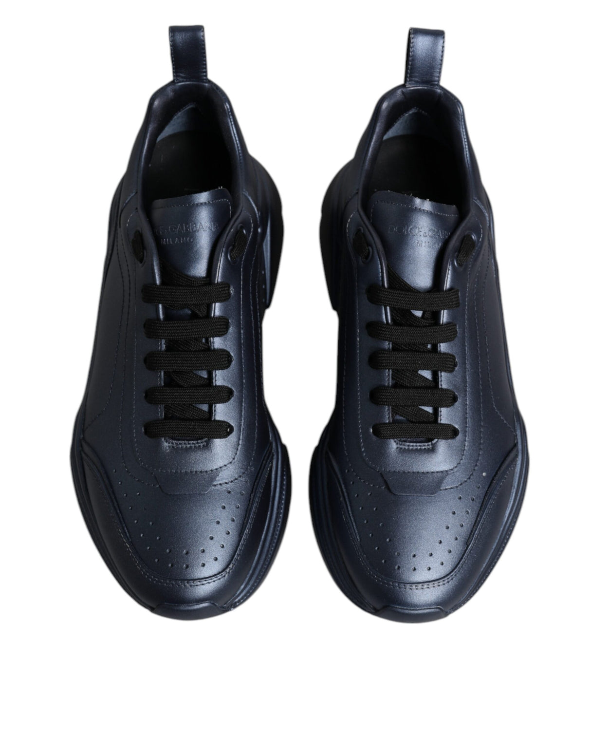 Dolce & Gabbana Dark Blue DAYMASTER Leather Sneakers Shoes