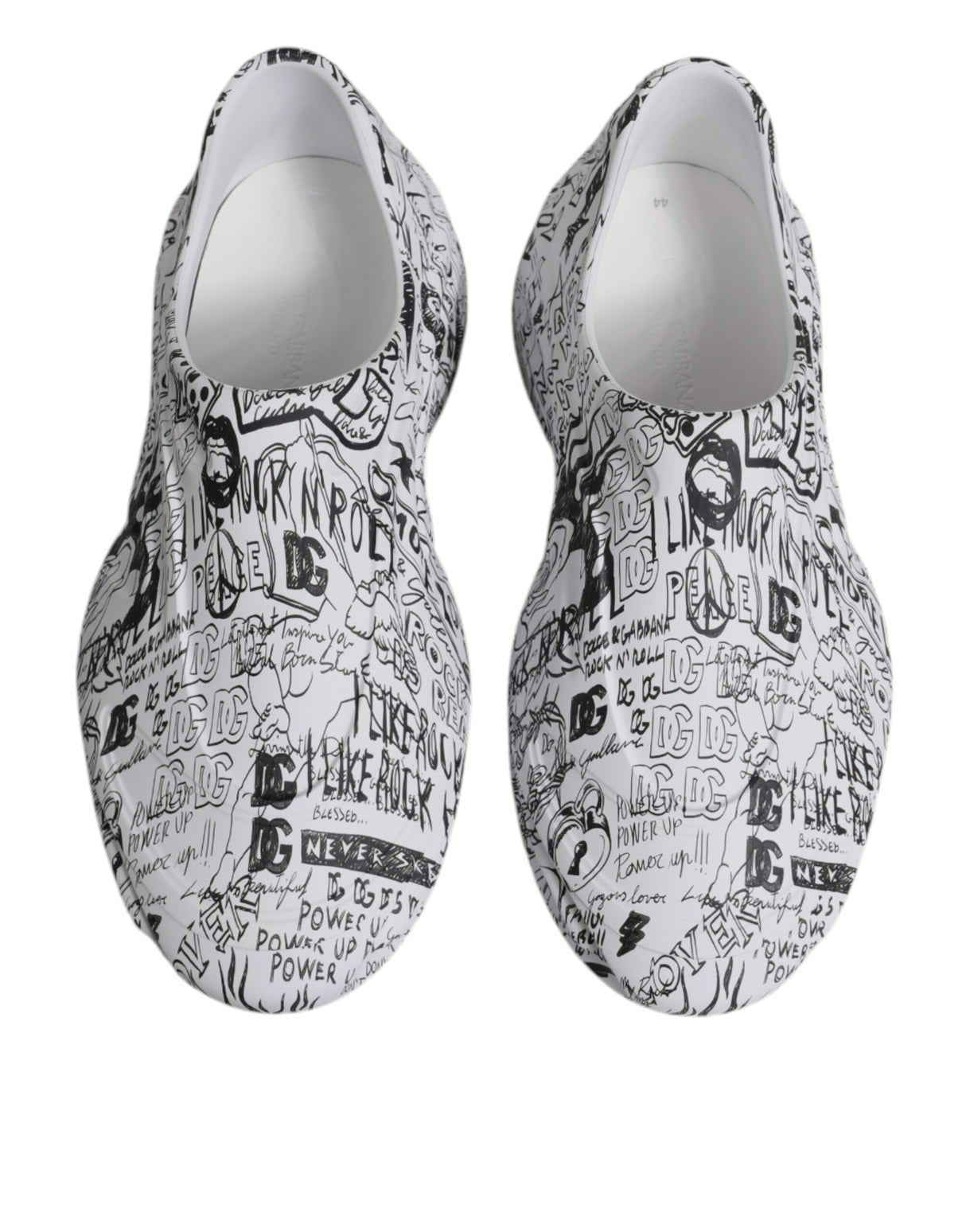 Dolce & Gabbana White Black Graffiti Daymaster Sneakers Shoes